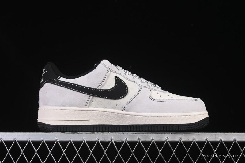 حذاء نايك اير فورس 1 '07 منخفض LV Collaboration Black Swoosh Woven Label Sneakers كاجوال - CX505050-Y23