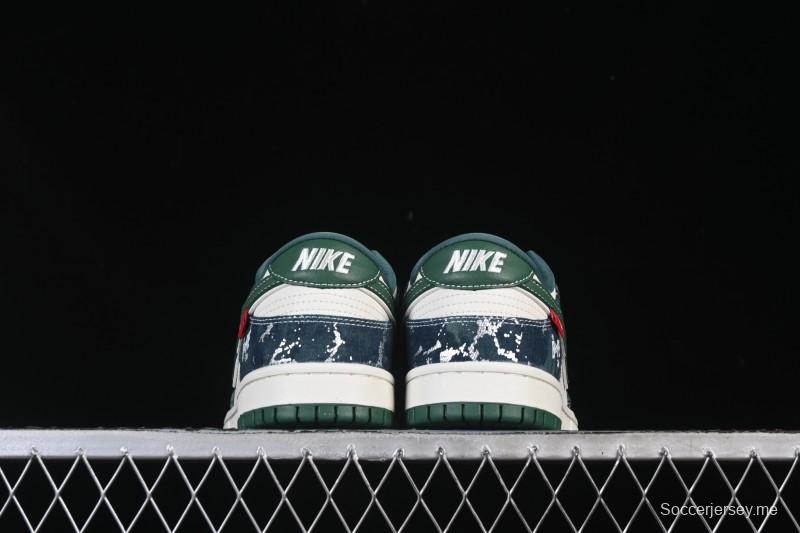 Nike SB Dunk Low BAPE Collaboration White Army Green Anniversary High-End Custom Low-Top Casual Skate Shoes - SC0601-465