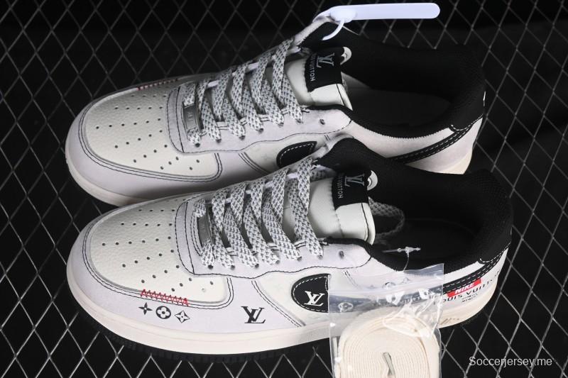 حذاء نايك اير فورس 1 '07 منخفض LV Collaboration Black Swoosh Woven Label Sneakers كاجوال - CX505050-Y23