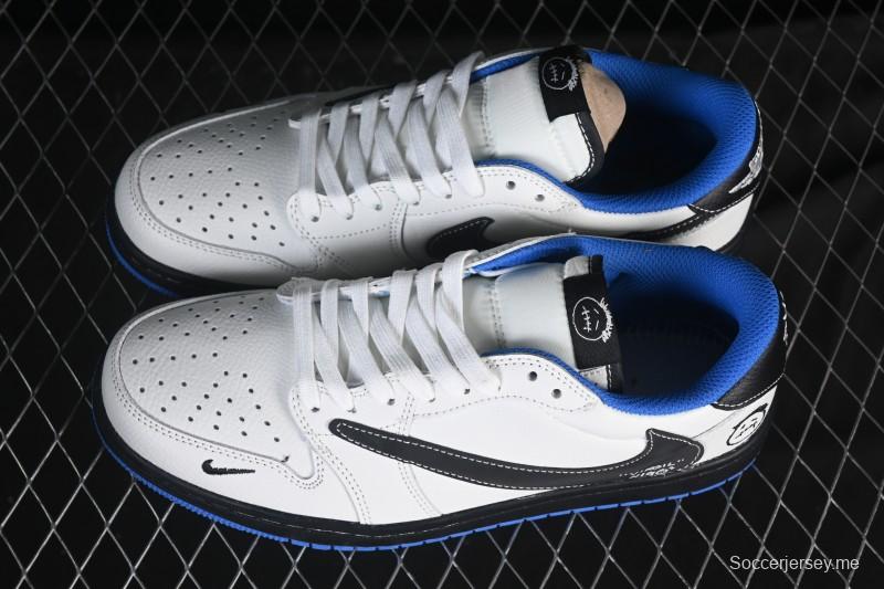 حذاء نايك ترافيس سكوت x Fragment Design x Air Jordan 1 Low OG SP AJ1 AJ1 Swoosh أزرق منخفض الساقين كاجوال - DZ5899-027
