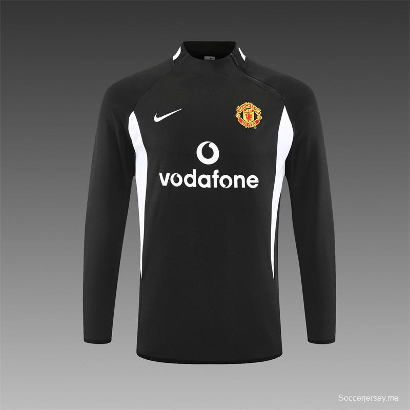 Retro 02/03 Manchester United Black Half Zipper Jacket