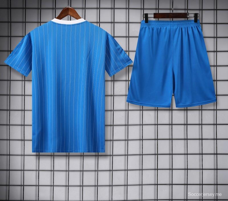 25/26 أديداس أديداس أديداس أديداس أزرق أصلي بأكمام قصيرة أزرق + شورت