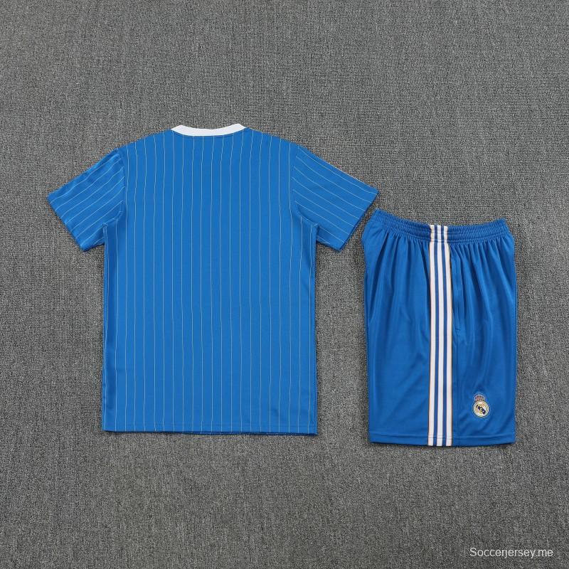 25/26 أديداس أديداس أديداس أديداس أزرق أصلي بأكمام قصيرة أزرق + شورت