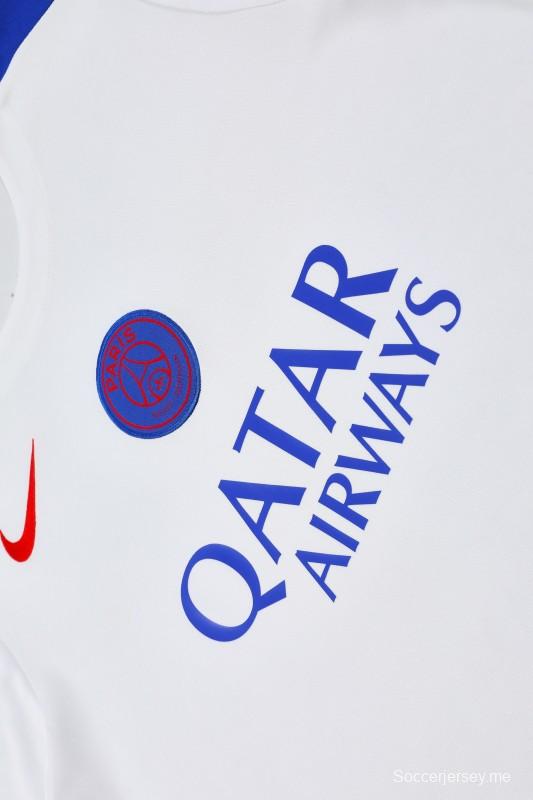 25/26 باريس سان جيرمان قميص أبيض بأكمام قصيرة + شورت أبيض