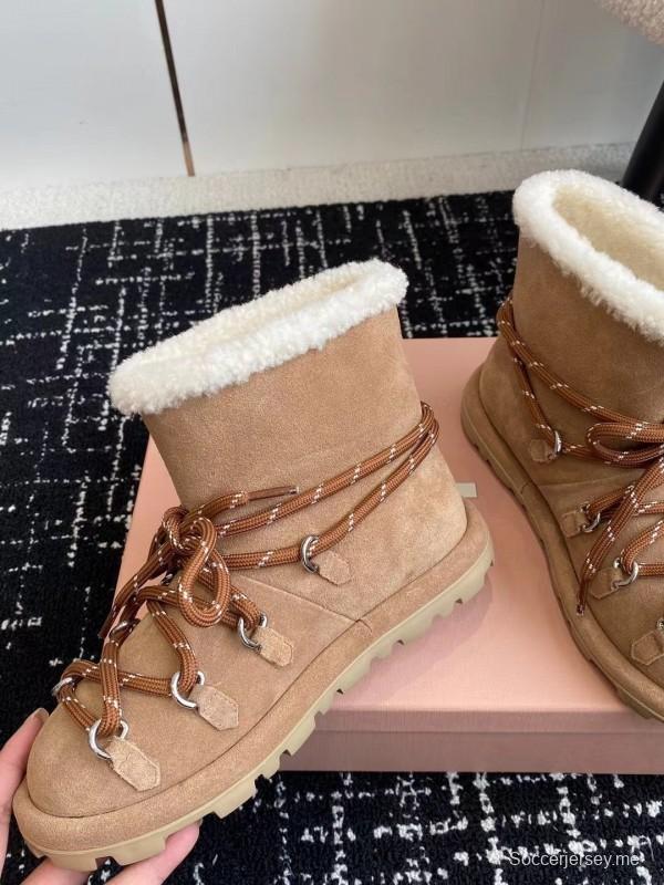 Miu Miu 2025 SS Lace-Up Snow Boots - AS00310
