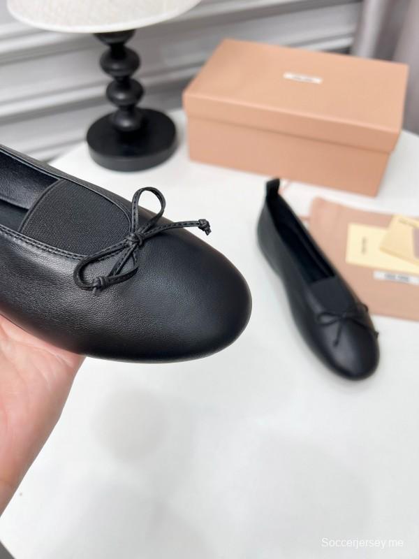 Miu Miu Ballerina Flats with Bow Mary Jane Design - LY00260
