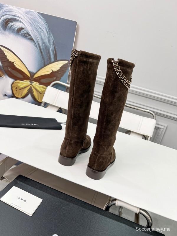 Chanel 2025/SS Quilted Leather Chain CC Four-Leaf Clover Flat Ankle Boots - LY00510