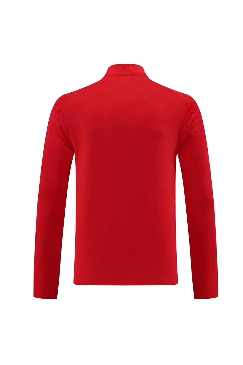 23/24 ميلان ميلان أحمر S-2XL سترة نصف سحاب + بنطلون طويل + بنطلون طويل