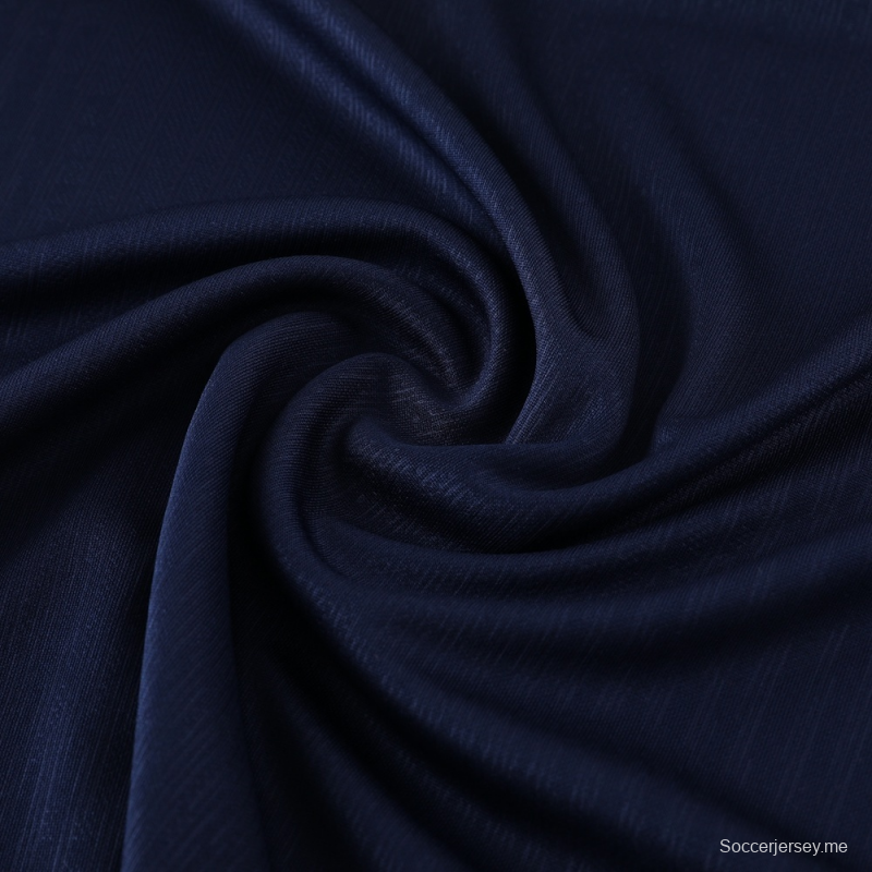 2025 فرنسا 2025 جاكيت أزرق ملكي نصف سحاب أزرق + بنطلون طويل