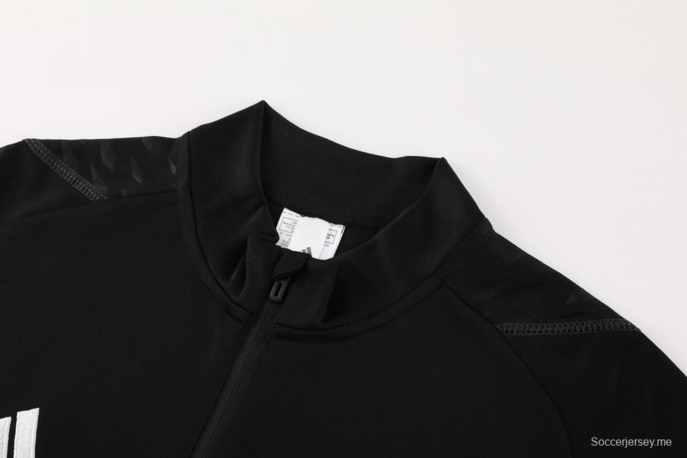 23/24 ديك رومي أسود S-2XL سترة نصف سحاب + بنطلون طويل + أسود S-2XL