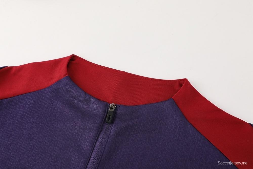 2025 إنجلترا 2025 جاكيت إنجليزي بنصف سحاب بنفسجي + بنطلون طويل