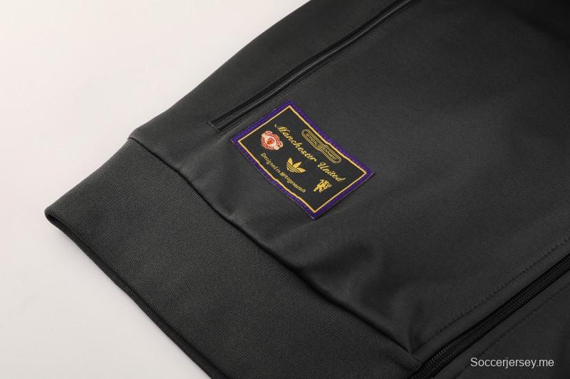 25/26 مانشستر يونايتد 08 رمادي غامق بنصف سحاب 25/26 مانشستر يونايتد + بنطال طويل S-2XL