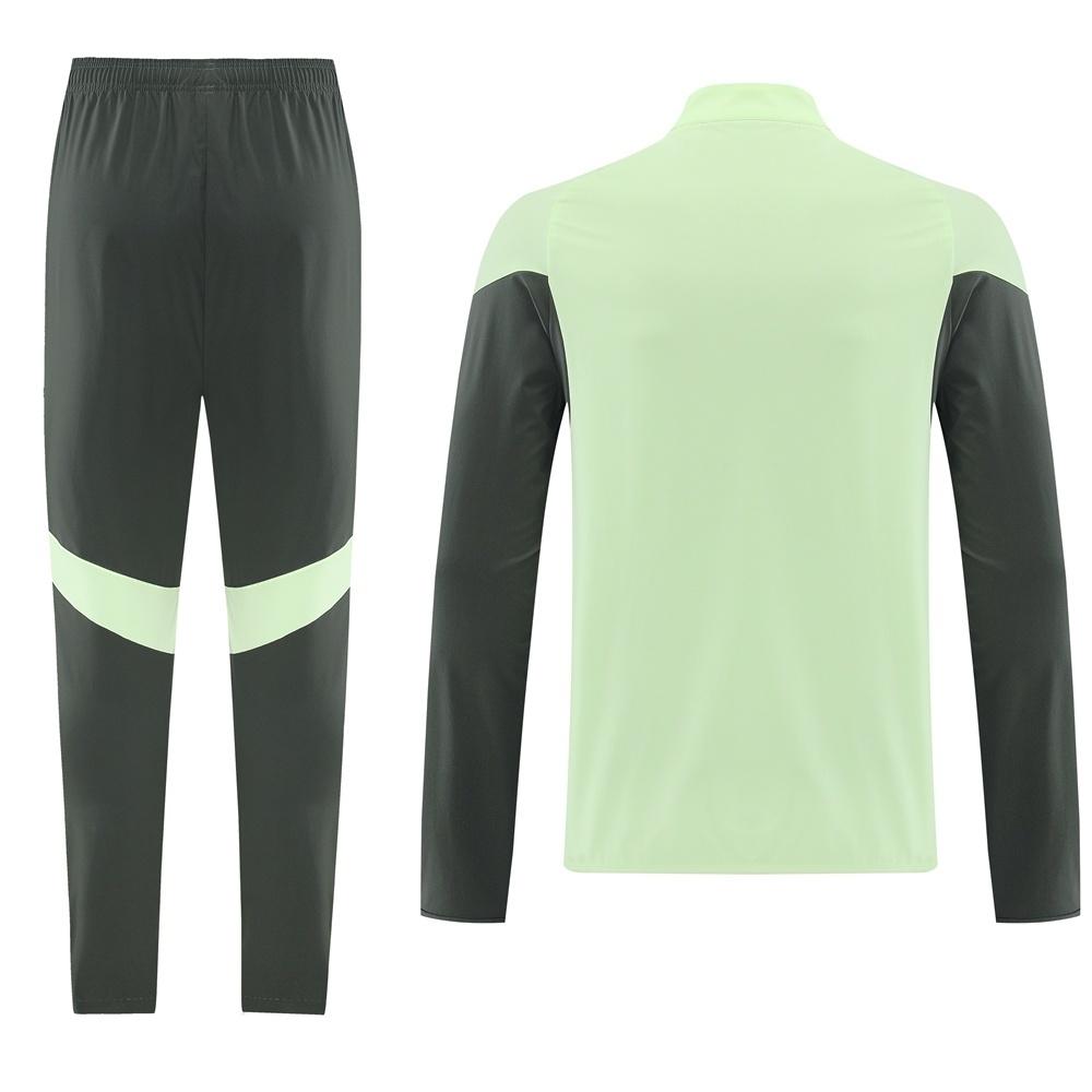 25/26 ريال مدريد جاكيت أخضر فاتح نصف سحاب أخضر + بنطلون طويل S-3XL