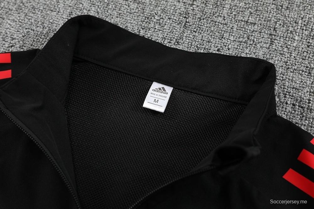 25/26 ليفربول أسود S-2XL أسود جاكيت نصف سحاب + بنطلون طويل + بنطلون طويل