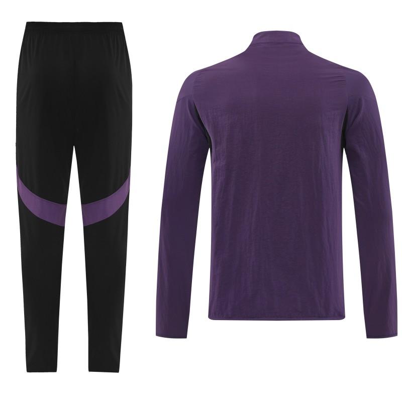 25/26 مانشستر يونايتد أرجواني S-2XL مانشستر يونايتد جاكيت بنصف سحاب + بنطلون طويل + بنطلون طويل