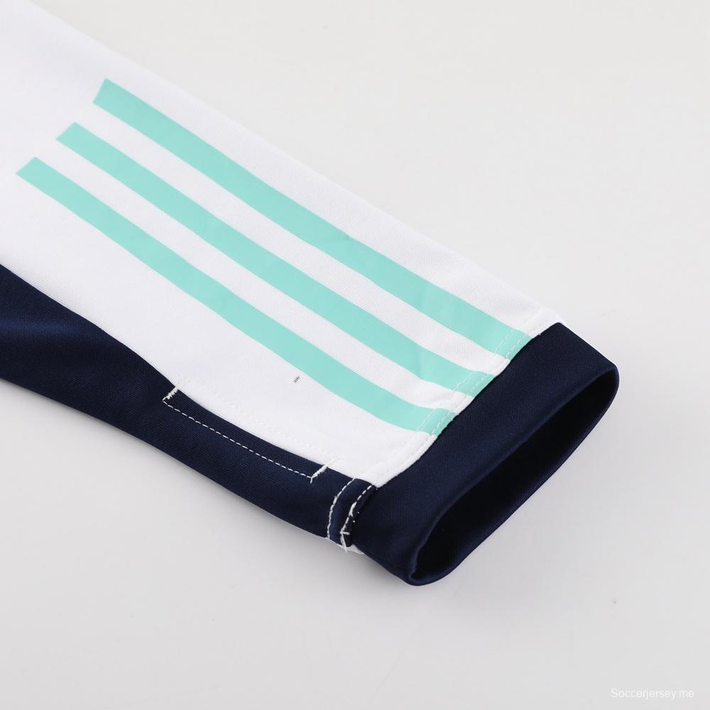 23/24 أجاكس أبيض S-2XL سترة نصف سحاب + بنطلون طويل + بنطلون طويل