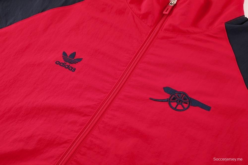 25/26 أرسنال جاكيت أحمر نصف سحاب أحمر + بنطلون طويل S-3XL