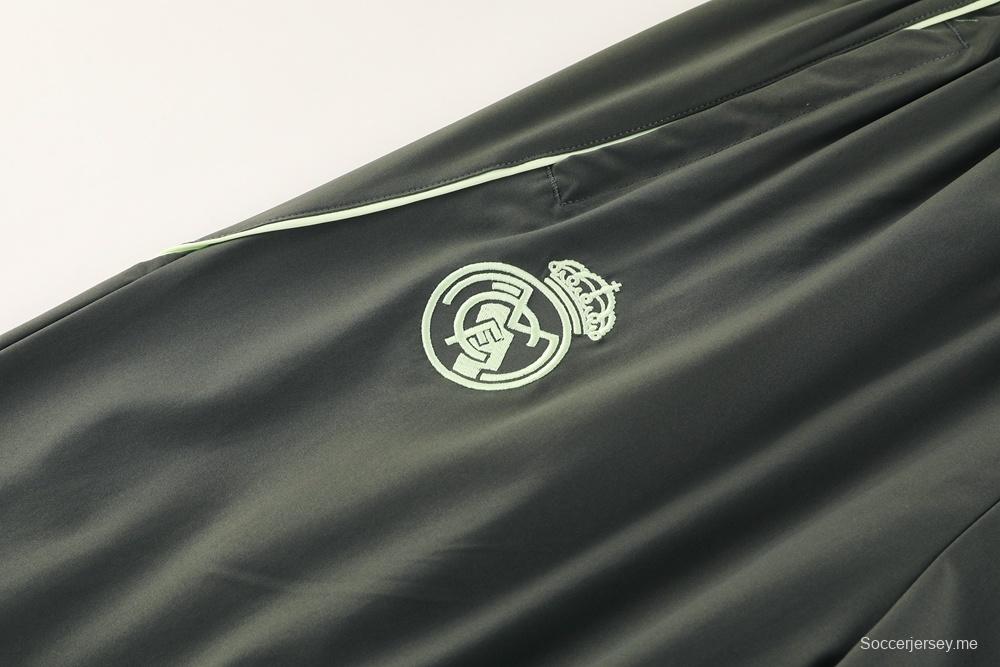 25/26 ريال مدريد جاكيت أخضر فاتح نصف سحاب أخضر + بنطلون طويل S-3XL
