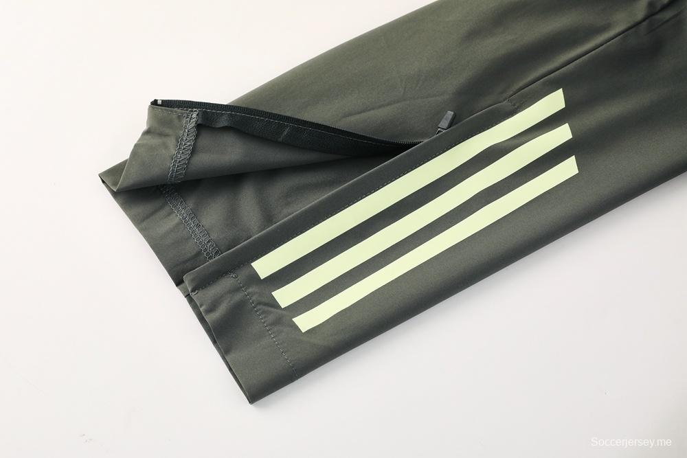 25/26 ريال مدريد جاكيت أخضر داكن نصف سحاب أخضر + بنطلون طويل S-3XL