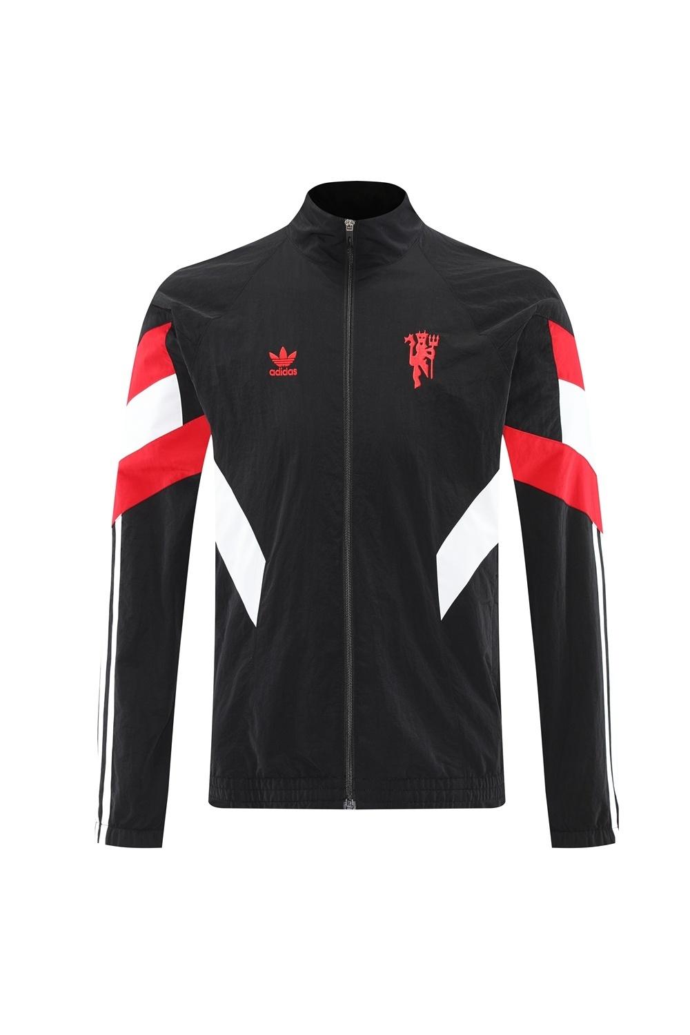 25/26 مانشستر يونايتد جاكيت أسود بنصف سحاب أسود + بنطلون طويل S-3XL