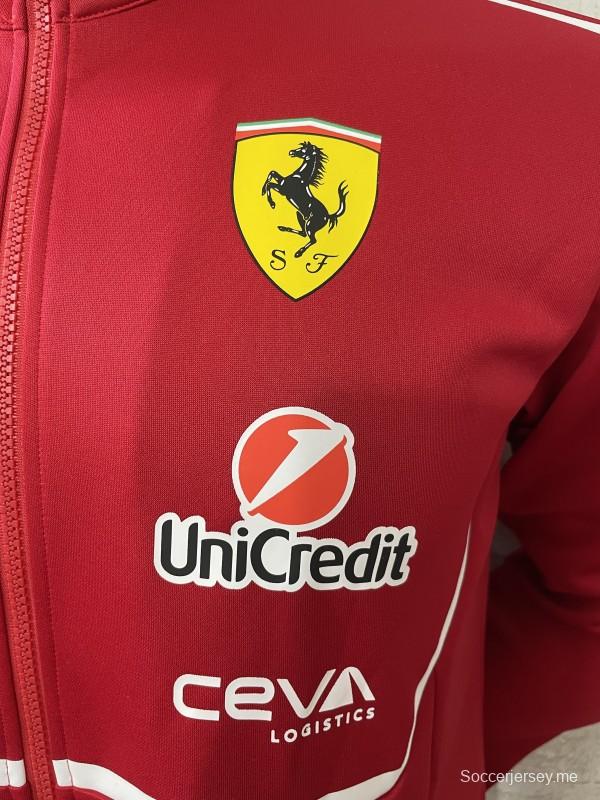 2025 F1 Scuderia Ferrari Red with White Stripe Team Jacket