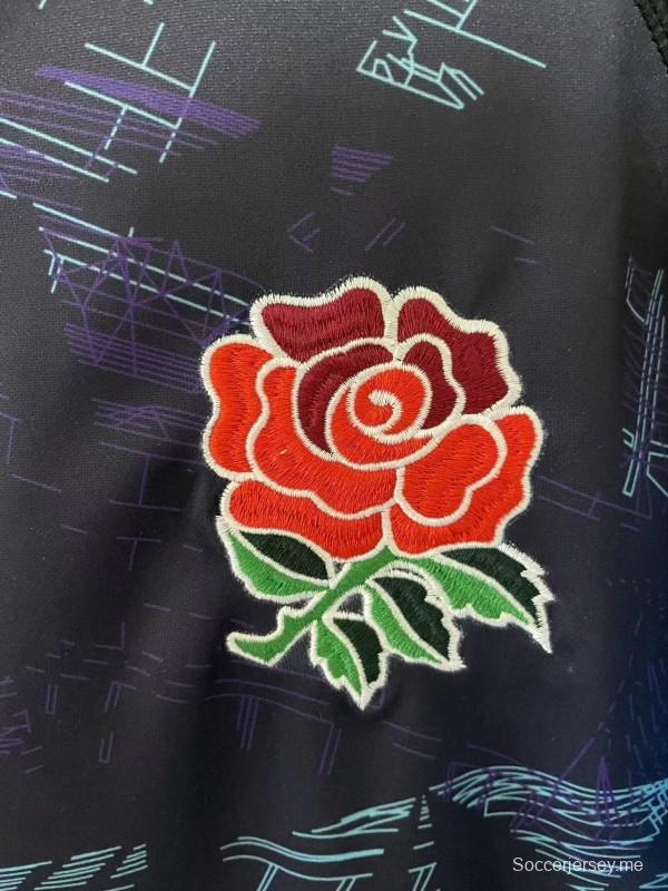 2026 قميص إنجلترا للرجبي الإنجليزي باللون الكحلي مع قميص أزرق بنقشة رقمية بنمط سيتي سكيب