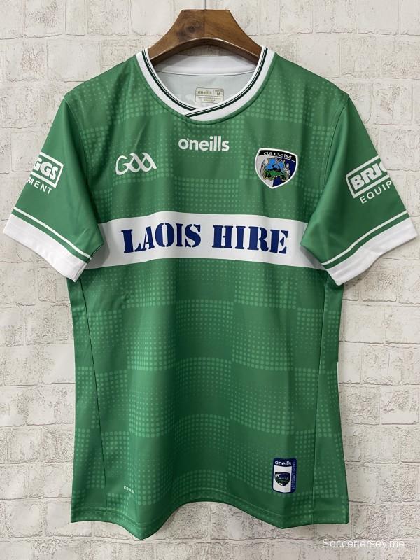 2026 Laois GAA Green with White Horizontal Stripe and Dotted Pattern Jersey