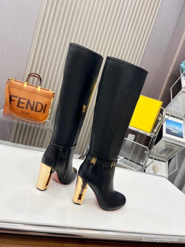 FENDI Delfina Round Toe Boots with FF Buckle - LY00520
