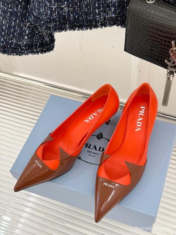 PRADA 2025/SS حذاء فردي بكعب مدبب من الأمام بكعب واحد - KFY00310