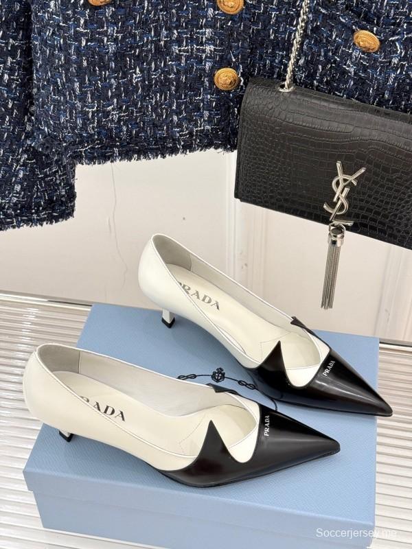 PRADA 2025/SS حذاء فردي بكعب مدبب من الأمام بكعب واحد - KFY00310