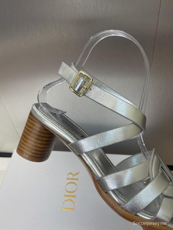 حذاء ديور D-Club D-Club جيلي ملون مجوف بحزام متقاطع ذو كعب متوسط للنساء - KFY00290