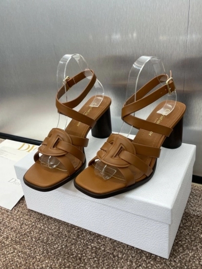 حذاء ديور D-Club D-Club جيلي ملون مجوف بحزام متقاطع ذو كعب عالٍ نسائي - KFY00290