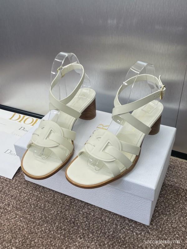 حذاء ديور D-Club D-Club جيلي ملون مجوف بحزام متقاطع ذو كعب متوسط للنساء - KFY00290