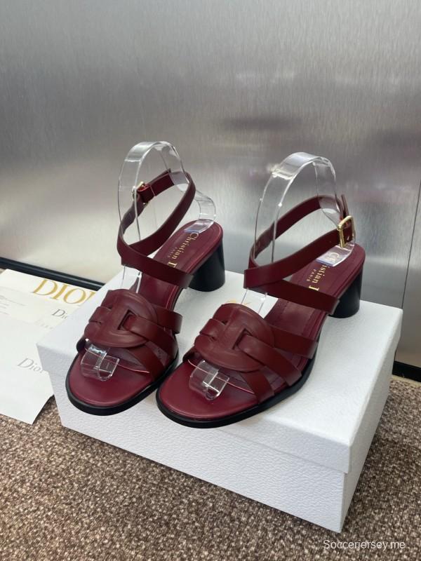 حذاء ديور D-Club D-Club جيلي ملون مجوف بحزام متقاطع ذو كعب متوسط للنساء - KFY00290