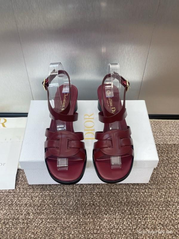 حذاء ديور D-Club D-Club جيلي ملون مجوف بحزام متقاطع ذو كعب متوسط للنساء - KFY00290