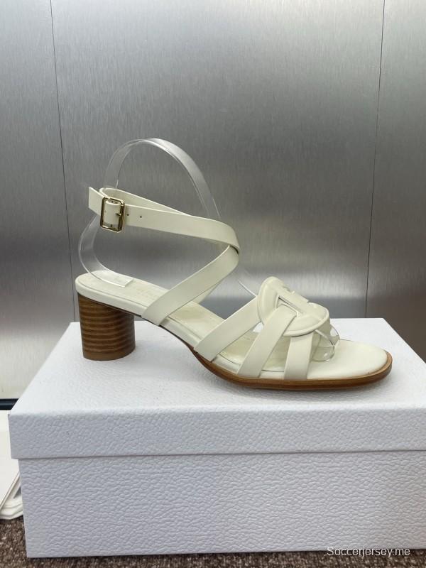 حذاء ديور D-Club D-Club جيلي ملون مجوف بحزام متقاطع ذو كعب متوسط للنساء - KFY00290