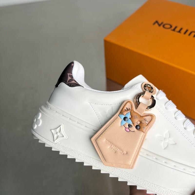 لويس فويتون تاكاشي موراكامي × LV Time Out Cherry Blossom Series من لويس فويتون حذاء رياضي مسطح منخفض من الجلد بمقدمة مستديرة - YC