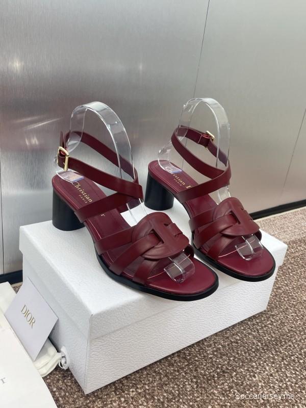 حذاء ديور D-Club D-Club جيلي ملون مجوف بحزام متقاطع ذو كعب متوسط للنساء - KFY00290