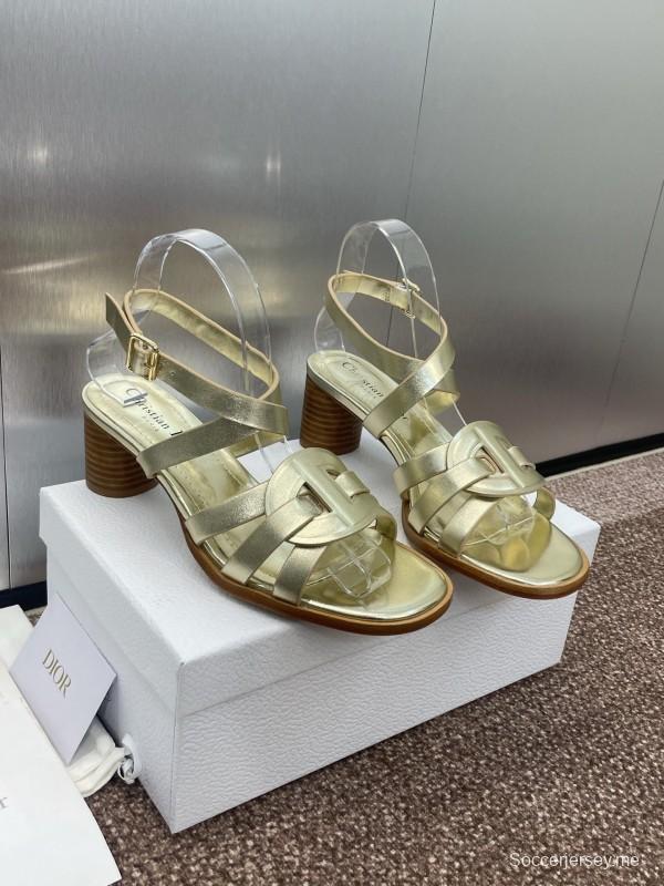 حذاء ديور D-Club D-Club جيلي ملون مجوف بحزام متقاطع ذو كعب متوسط للنساء - KFY00290