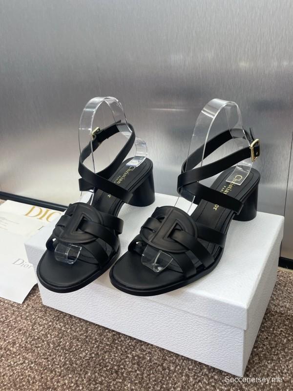 حذاء ديور D-Club D-Club جيلي ملون مجوف بحزام متقاطع ذو كعب متوسط للنساء - KFY00290