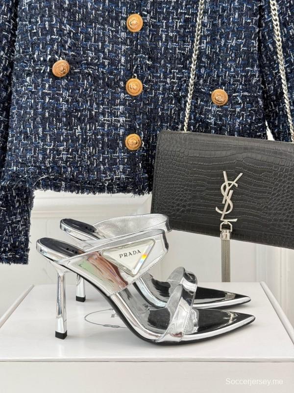 صندل بكعب عالٍ مدبب من برادا بكعب عالٍ مع مشبك مثلث - KFY00280