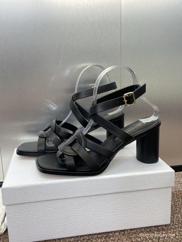 حذاء ديور D-Club D-Club جيلي ملون مجوف بحزام متقاطع ذو كعب عالٍ نسائي - KFY00290