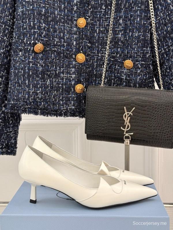 PRADA 2025/SS حذاء فردي بكعب مدبب من الأمام بكعب واحد - KFY00310