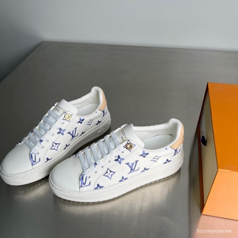 لويس فويتون تايم آوت من مجموعة Cherry Blossom Collection جلد بمقدمة مستديرة ومسطحة ومنخفضة القمة للنساء - YC