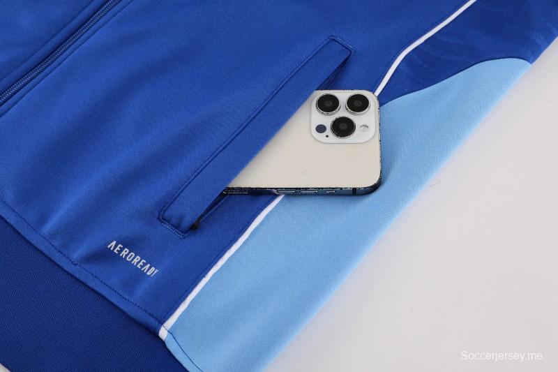 2025 أديداس 2025 جاكيت أديداس أزرق ملون بسحاب كامل + بنطلون طويل