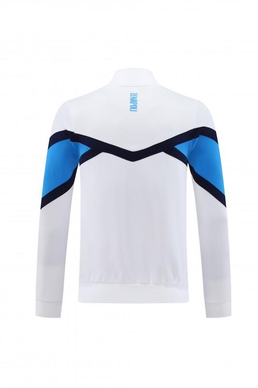 25/26 نابولي جاكيت أبيض بسحاب كامل + بنطلون طويل + بنطلون طويل