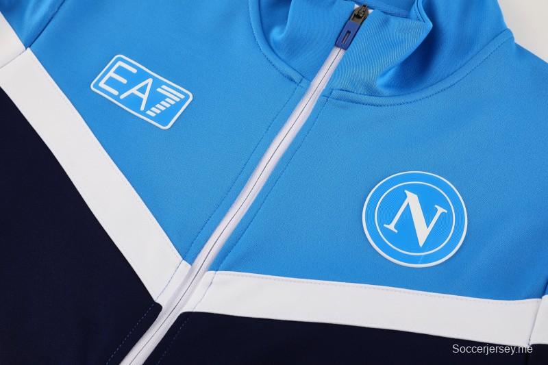 25/26 نابولي أزرق/أسود أزرق/أسود سترة بسحاب كامل + بنطلون طويل