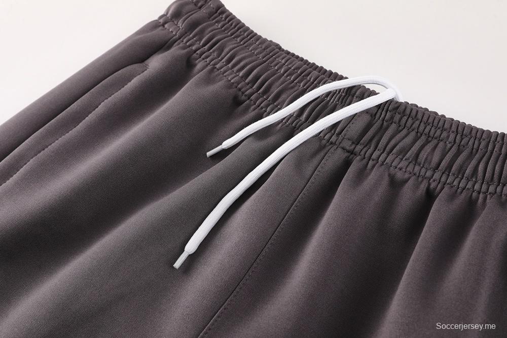 25/26 ريال مدريد سترة رمادي فاتح بسحاب كامل رمادي + بنطلون طويل + بنطلون طويل