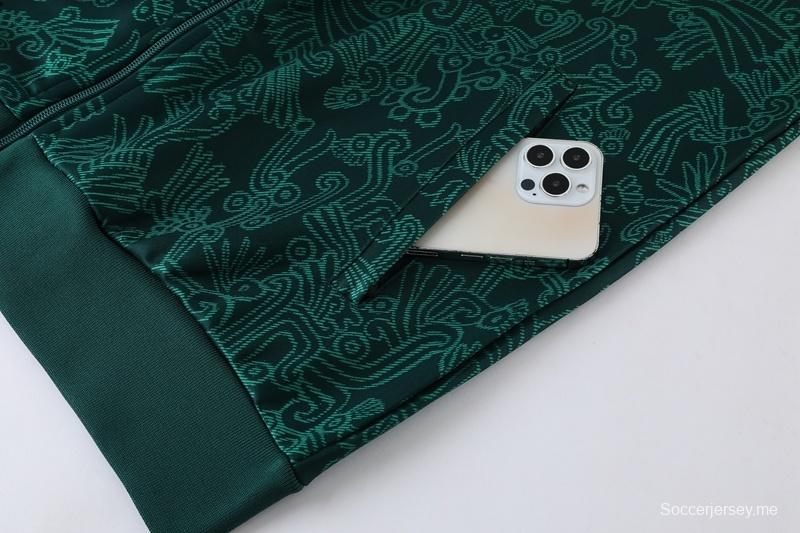 2025 مكسيكو 2025 جاكيت أخضر بسحاب كامل + بنطلون طويل