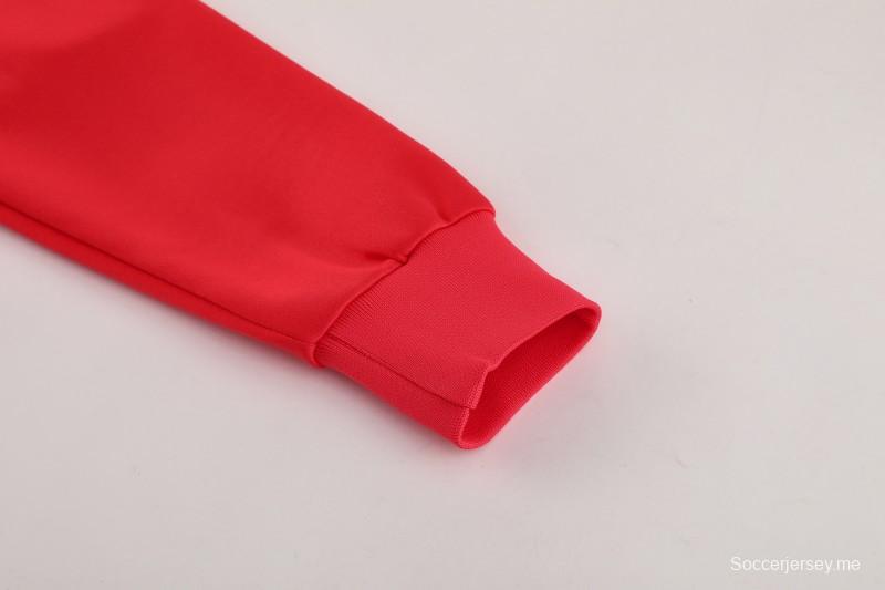 2025 أديداس 2025 جاكيت أحمر كامل بسحاب + بنطلون طويل